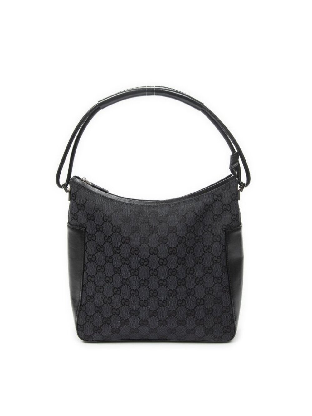 Gucci Zip Shoulder Hobo Black GG Canvas